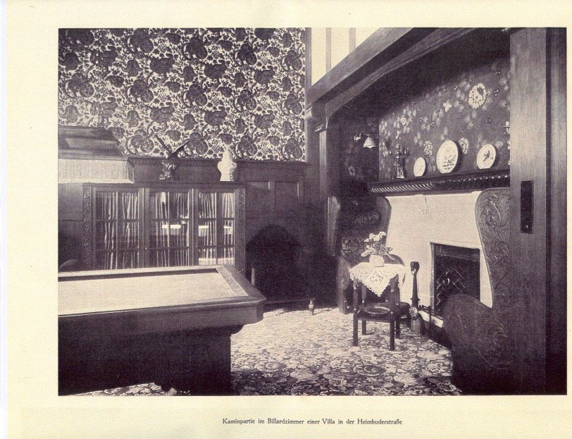 Kaminpartie im Billardzimmer einer Villa in der Heimhuderstra&szlig;e